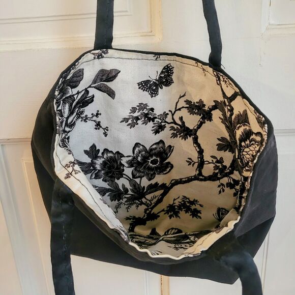 Vintage Handmade Bag Elephant Embroidered Purse Tote Black Cute - Picture 5 of 5